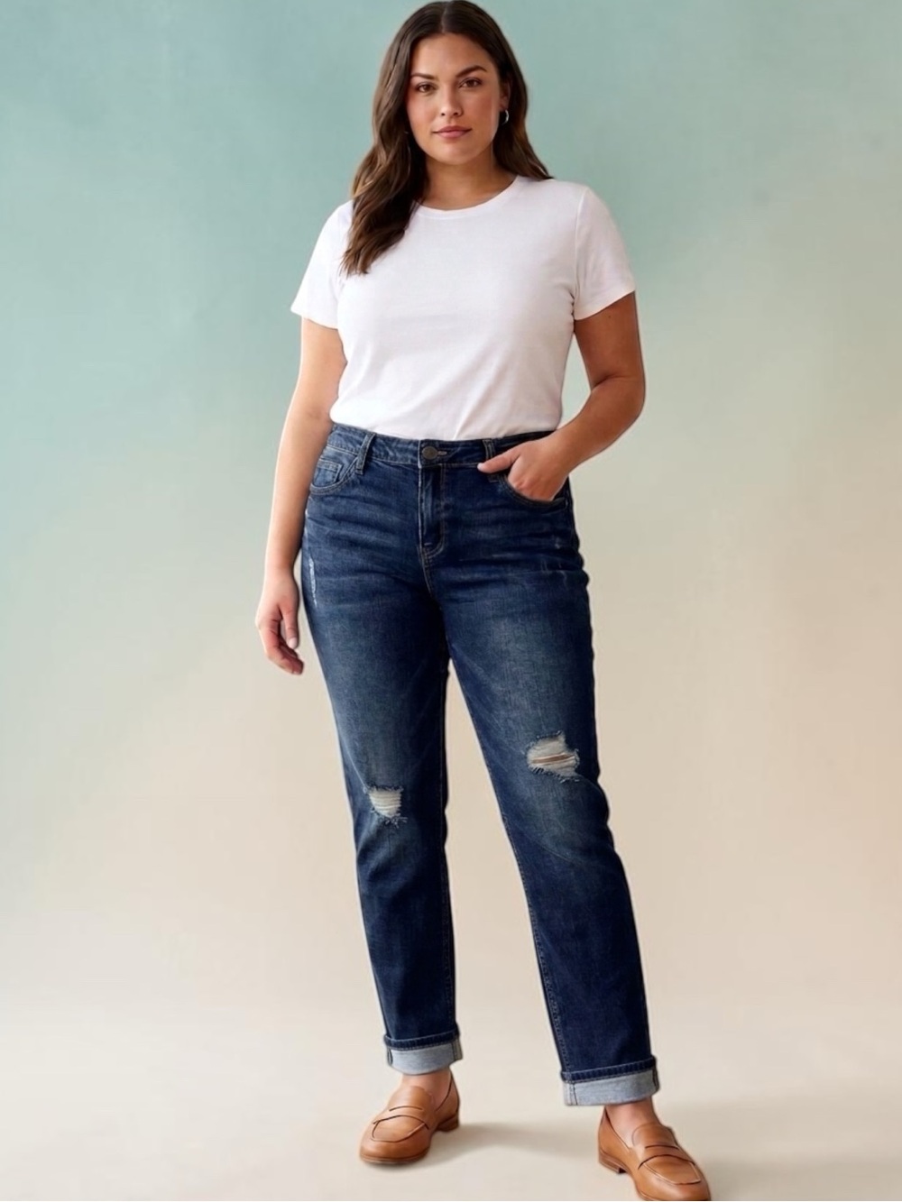 KUT from the Kloth Catherine Boyfriend Jeans Size 10 Medium Wash Distressed